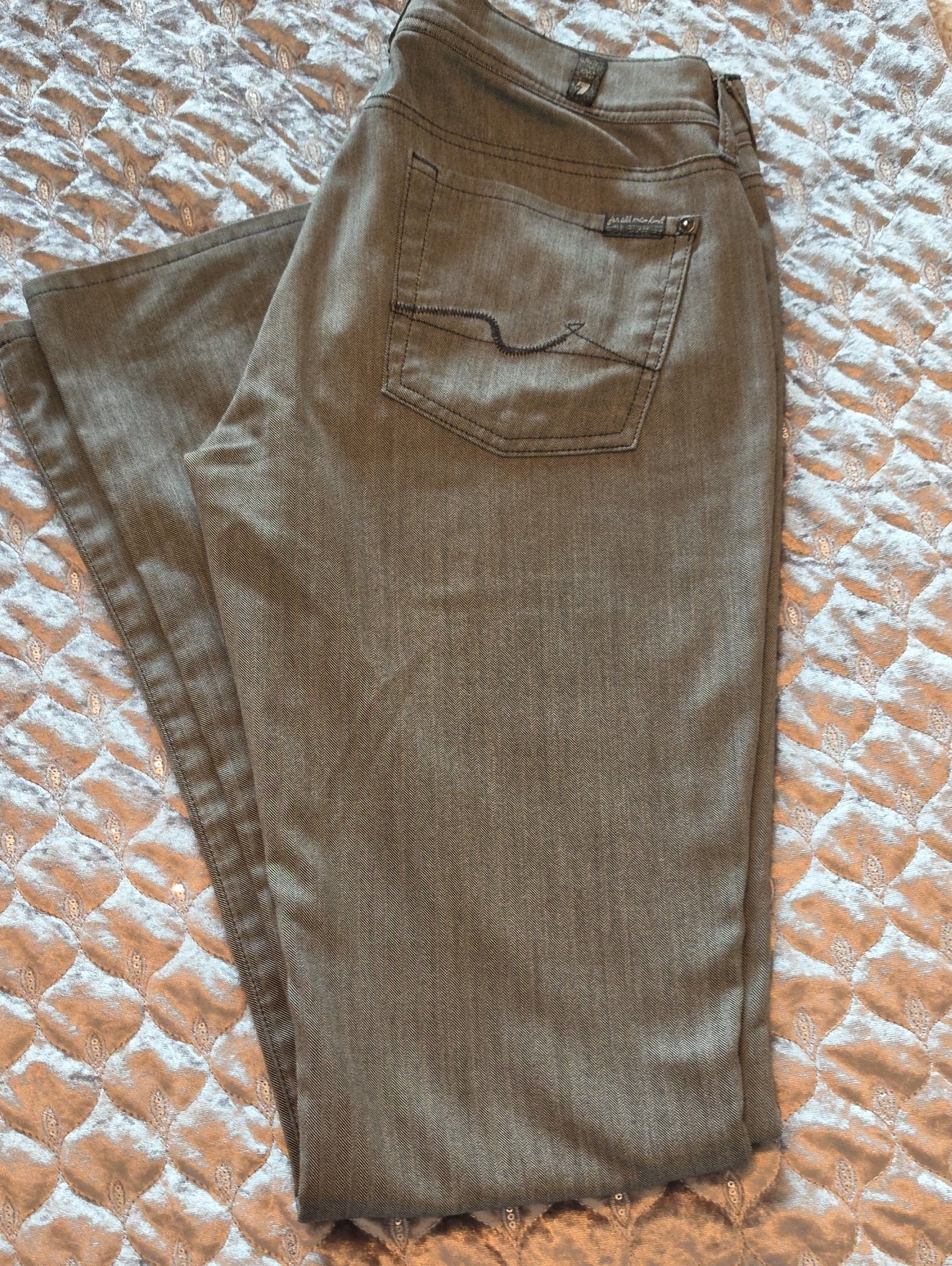 Rare Herringbone Gray Jeans With Back Pocket Stitch - 7 For All Mankind